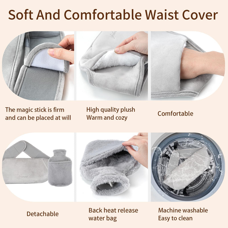 [Australia] - Ouxayapl hot water bottle belt 1.2 L, 3 in 1 hot water bottle with cover and soft waist cover, hot water bottle belt made of rubber, for back legs neck shoulder waist warming 