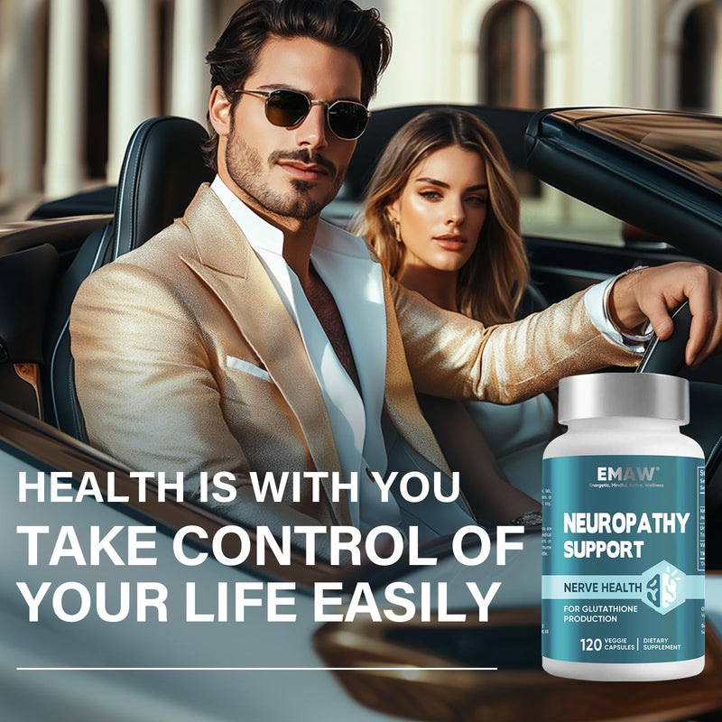 Nerve Savior for Neuropathy, 120 Capsules with 600mg Alpha Lipoic Acid, Benfotiamine & B12, for Discomfort in Feet, Hands, Legs, Back & Neck