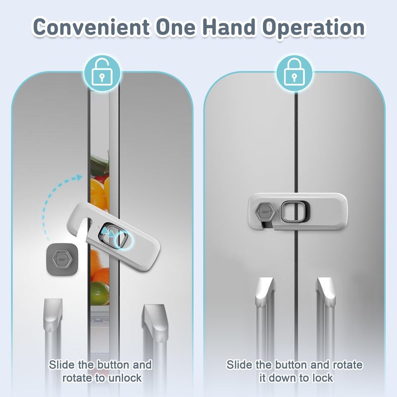 [Australia] - 6 Pack Child Proof Refrigerator Locks, Fridge Locks for Kids Safety, Freezer Door Latches with Sticky 3M Adhesives for Toddlers and Baby, Ideal for Upright Freezer, Ovens, Cabinets Door 