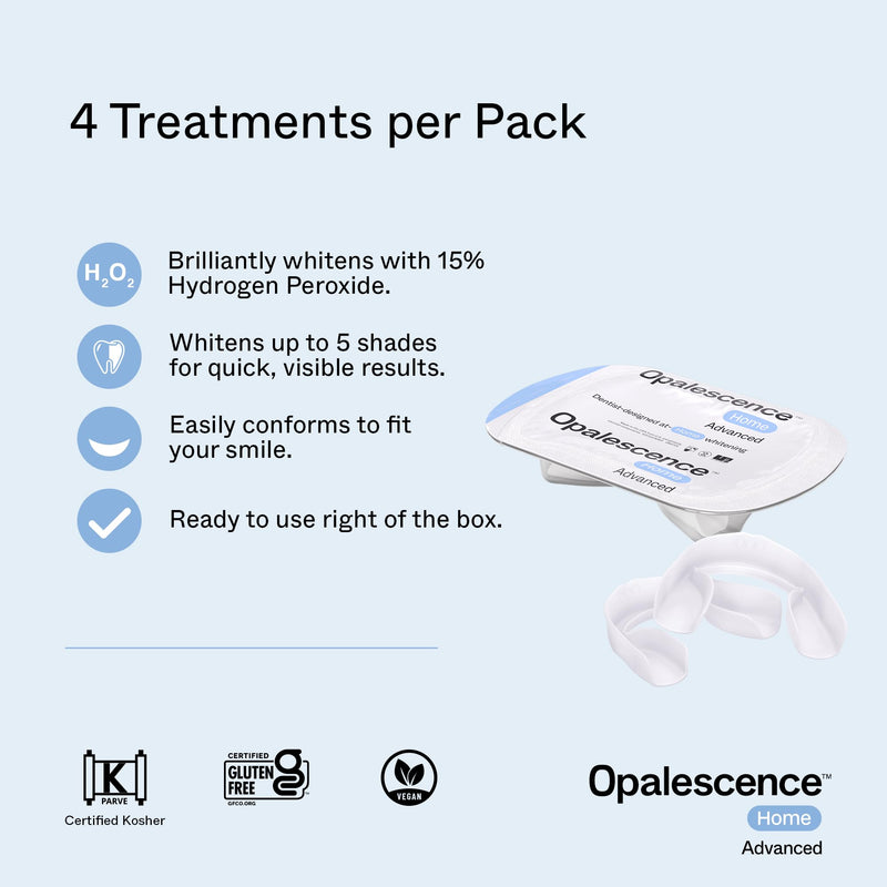 Opalescence GO Home Advanced Teeth Whitening Trays 15% - 6006-T | (4 Treatments) Hydrogen Peroxide PF Whitening Gel Prefilled Trays Kit - Developed by Leaders in Professional Whitening Mint 15 1 Count (Pack of 4)