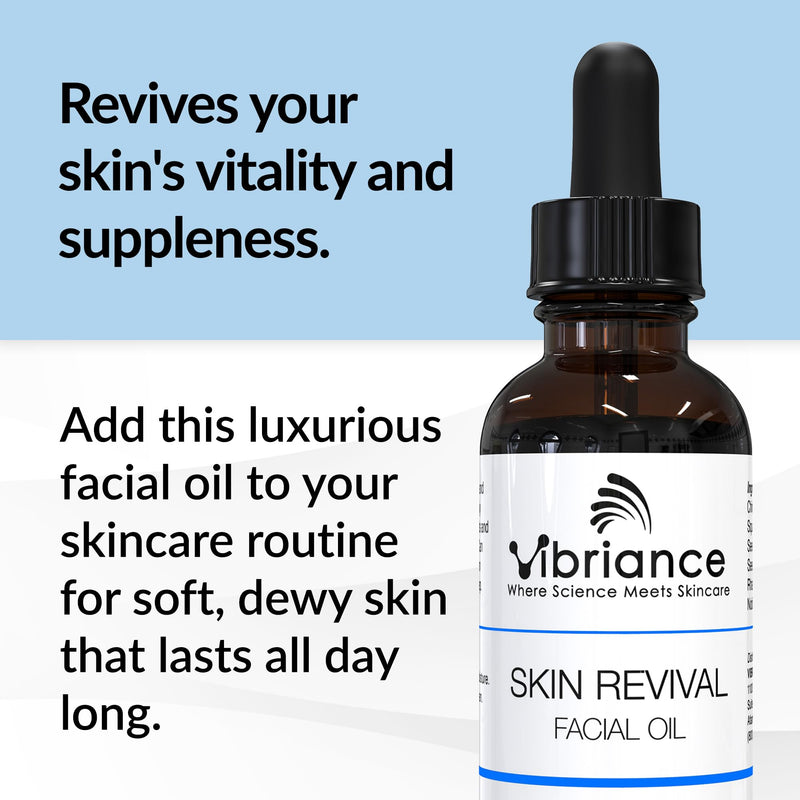 Vibriance Skin Revival Facial Oil - Natural Ingredients - Face Hydrating for Sensitive and Dry Types, with Vitamin E, Sea Buckthorn, Camellia, Squalane - Vegan, Paraben-Free