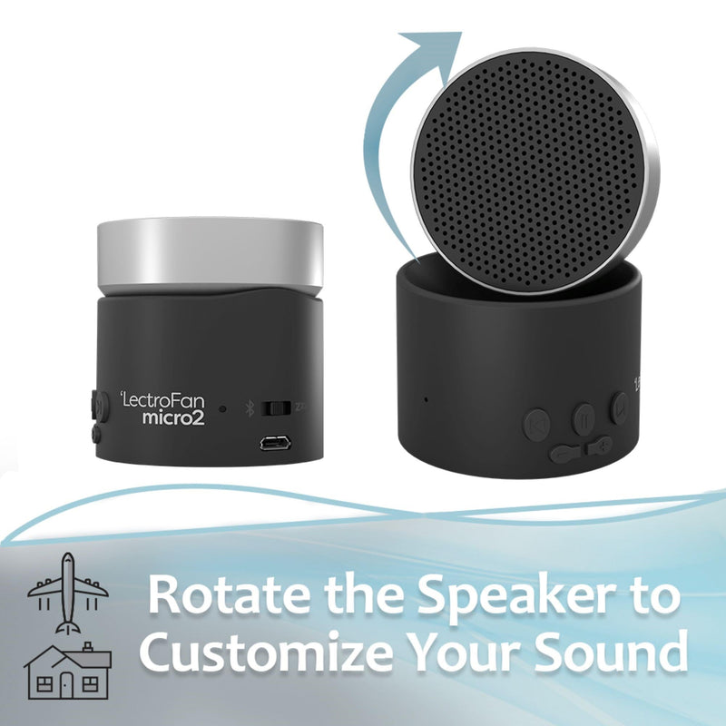 [Australia] - LectroFan Micro2 Non-Looping Sound Machine and Stereo Bluetooth Speaker with White Noise, Fan, and Ocean Sounds for Sleep, Relaxation, Privacy, Study, and Audio Streaming Black 