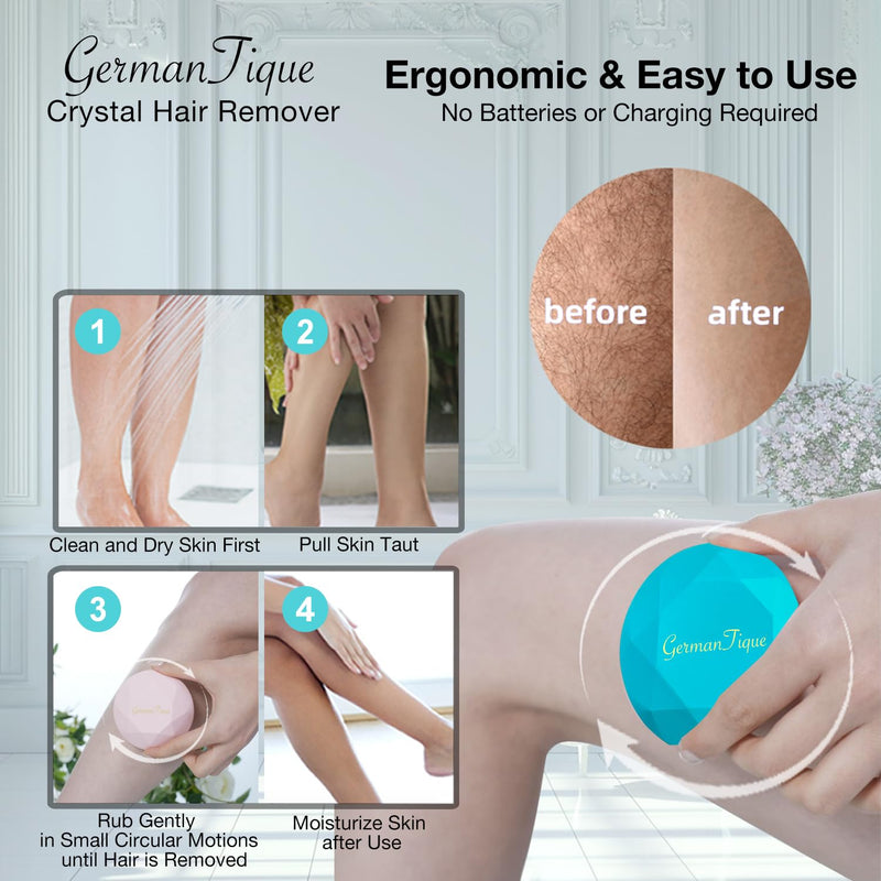 [Australia] - Crystal Hair Eraser,Upgraded Crystal Hair Remover Diamond,Painless and Effective Nano Glass Hair Removal Stone and Skin Exfoliation,Natural Epilator for Women and Men(Ocean Blue) Ocean Blue 