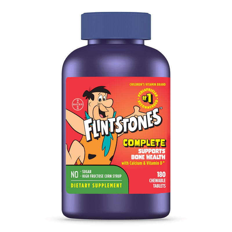[Australia] - Flintstones Chewable Kids Vitamins, Complete Multivitamin for Kids and Toddlers with Iron, Calcium, Vitamin C, Vitamin D & More, 180ct 180 Count (Pack of 1) 