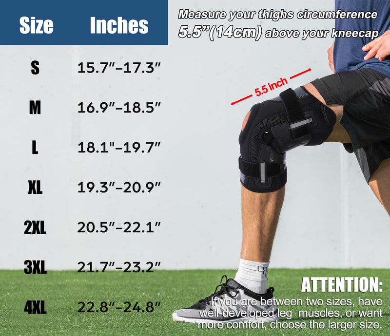 [Australia] - NEENCA Professional Knee Brace for Knee Pain, Hinged Knee Support with Patented X-Straps Fiting System, Strong Stability for Joint Pain Relief, Arthritis, Meniscus Tear, ACL, PCL, MCL, Sports, Workout Medium Black-Single 