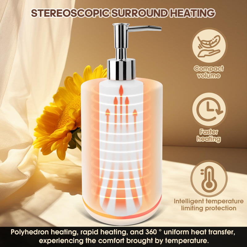 [Australia] - Oil Warmer for Massage, Massage Oil Warmer, Body Oils Heater for Spa, Salon and Barber Shops, with Two Oil Bottle Dispenser, Constant Temperature (White) White 