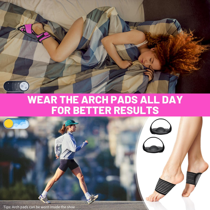 Plantar Fasciitis Night Splint: Adjustable Brace with Arch Support | Dorsal Night Splint for Women Men | Dual Effective Relief Achilles Tendonitis Foot Drop Heel Pain Rose Red