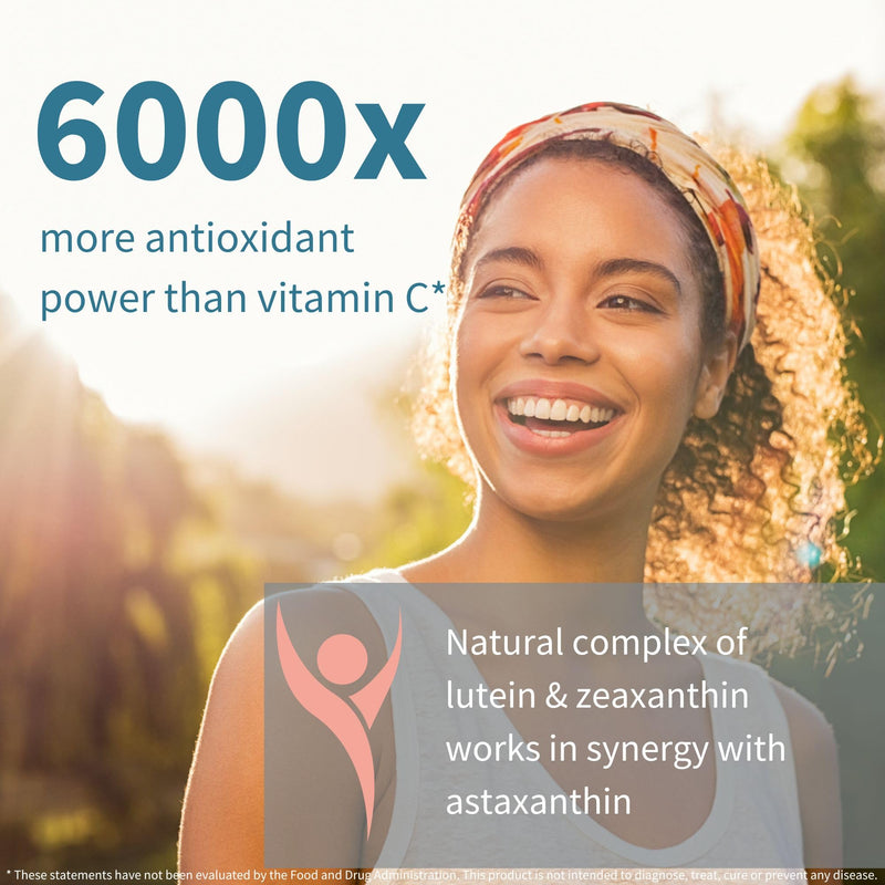 [Australia] - Astaxanthin Complex with Lutein and Zeaxanthin, Natural Algae Antioxidant for Eyes, Skin & Joints, Non-GMO 42 mg Astapure Providing H. Pluvialis Astaxanthin 4mg Softgels, Pure & Essential 