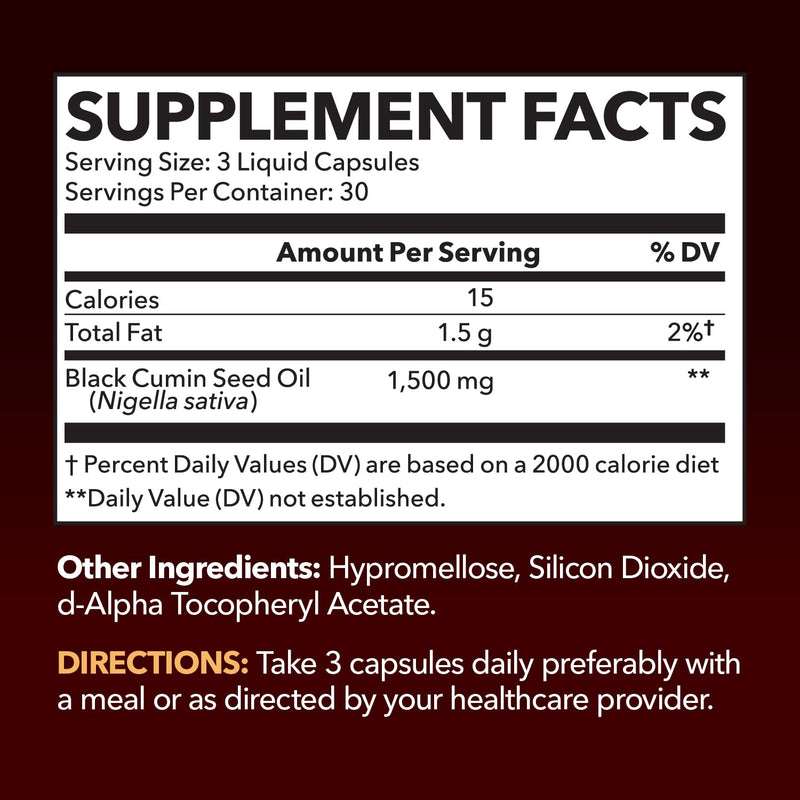 [Australia] - Black Seed Oil Nigella Sativa Cold-Pressed Capsules | 1500mg Black Cumin Seed Oil with Antioxidants for Immune Support and Joint and Digestive Health | 90 Vegetarian & Non-GMO Liquid Capsules Original Capsules 