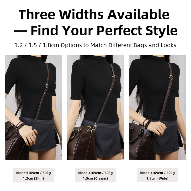 DGAZ Leather Shoulder Strap for Speedy Bag | Natural Vachetta Cowhide,Soft and Flexible,Handmade,Adjustable Crossbody Strap Glossy Brown 0.47 Inch Wide