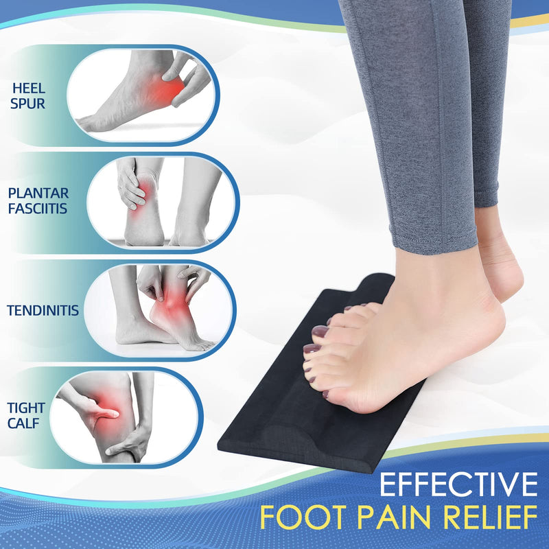 Plantar Fasciitis Relief Pad with Foot Roller, Fascia Stretcher Toe Stretcher for Heel Spurs, Achilles Tendonitis, Tight Calves & Foot Drop Black - Pro