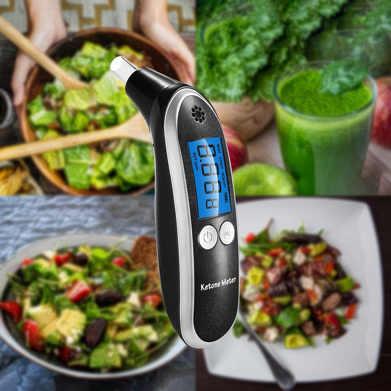 [Australia] - Breath Ketosis Meter & Ketone Monitoring - High Accuracy Ketone Breath Analyzer Home Ketosis Breath Tester for Ketosis Testing & Tracking, Ketone Breath Meter with 10 Mouthpieces Black1 