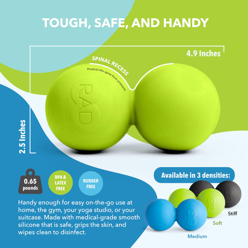 [Australia] - RAD Soft Peanut Massage Ball – Low Density Yoga Deep Tissue Roller Ball – Myofascial Release for Back, Neck, Feet, Psoas & Spine – Suboccipital & Thoracic Trigger Point Therapy Soft/Low Density 
