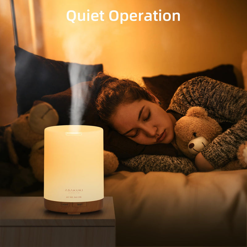 [Australia] - ASAKUKI Aroma Diffuser 300 ml for fragrance oils, 5 in 1 ultrasonic aromatherapy diffuser, humidifier with timer, automatic switch-off when waterless, brown 
