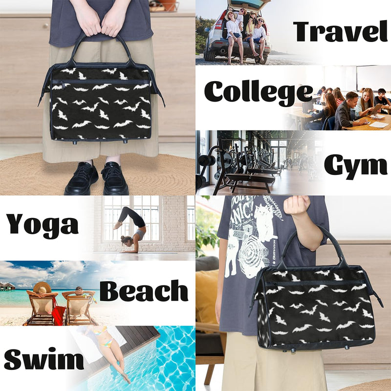 Black Bat Overnight Weekender Tote Bag for Women Travel Duffel Bags | Black Bat Cool Lightweight Foldable Sports Gym Bag Waterproof Carry On Luggage Weekender Bag for Traveling Gifts A:a Color:37