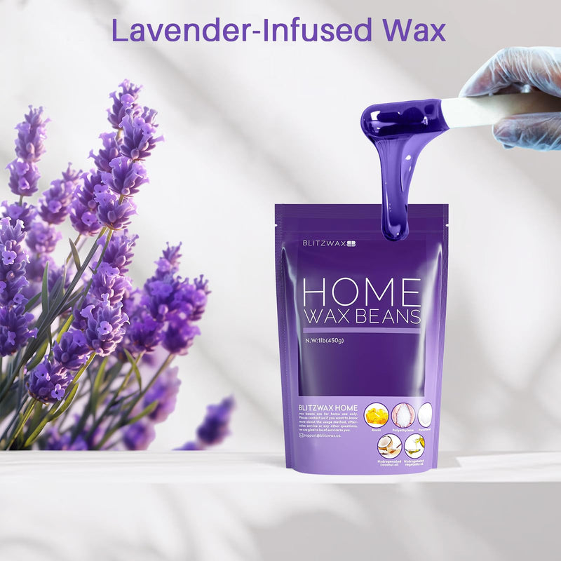 [Australia] - BLITZWAX Lavender Hard Wax Beads for Hair Removal - 1lb Coarse Hair Formula - Painless Wax for Sensitive Skin, Face, Full Body, Bikini - At-Home Waxing Beads for Women Men 16 Ounce (Pack of 1) Purple 