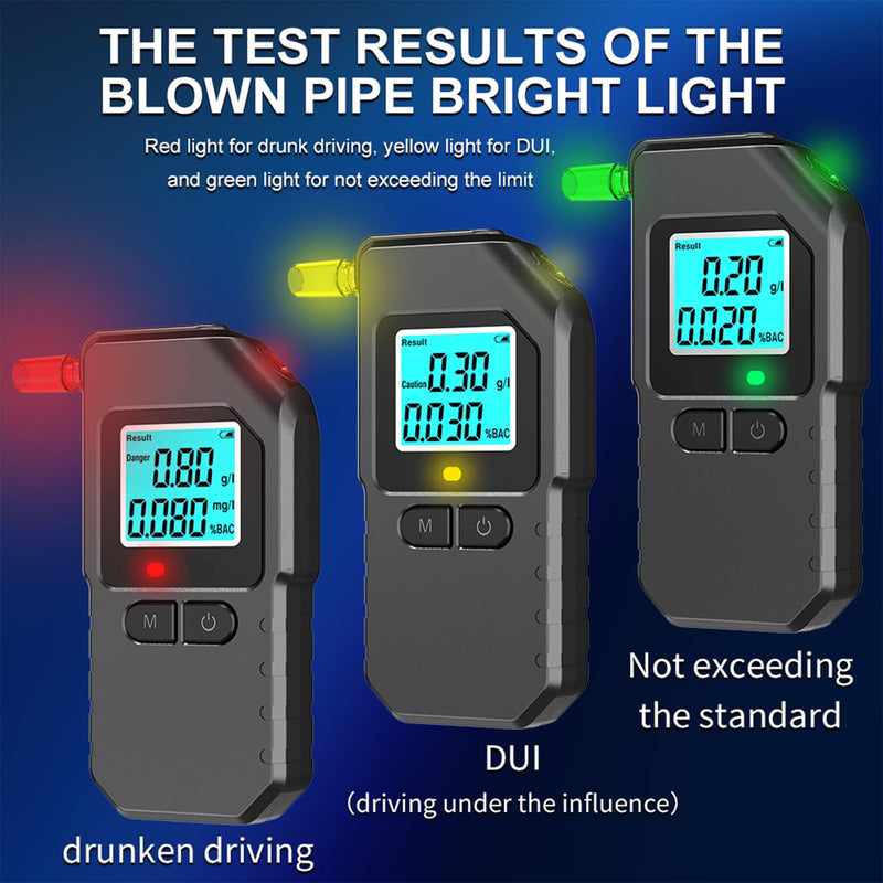 Breathalyzer, Breathalyzers for Alcohol with LCD Digital, Display Alcohol Breathalyzer Tester for Home Use, Portable Breath Alcohol Tester with 15 Mouthpieces (Black)