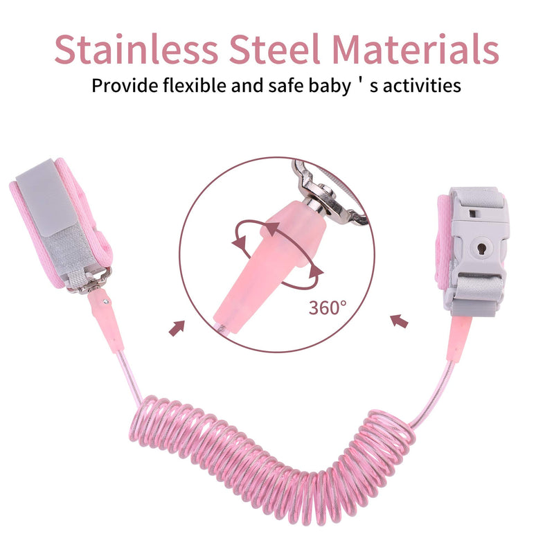 [Australia] - Anti Lost Wrist Link, Toddler Safety Leash with Key Lock, Safety Wrist Leash for Toddlers, Babies & Kids 8.2 feet Pink (red) red 