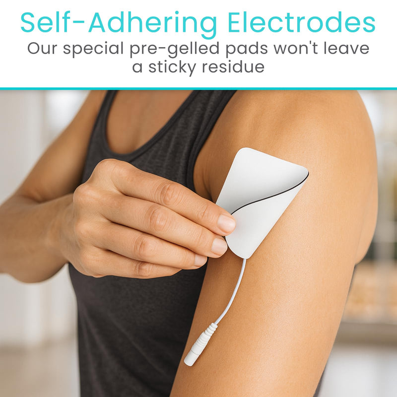 Vive Tens Unit Muscle Stimulator- Stim Machine with Self Sticking | Electrodes Pads, Massager for Upper & Lower Back, Sciatica, Neck Pain Relief, Electric Shock Therapy for Muscles & Pain Black