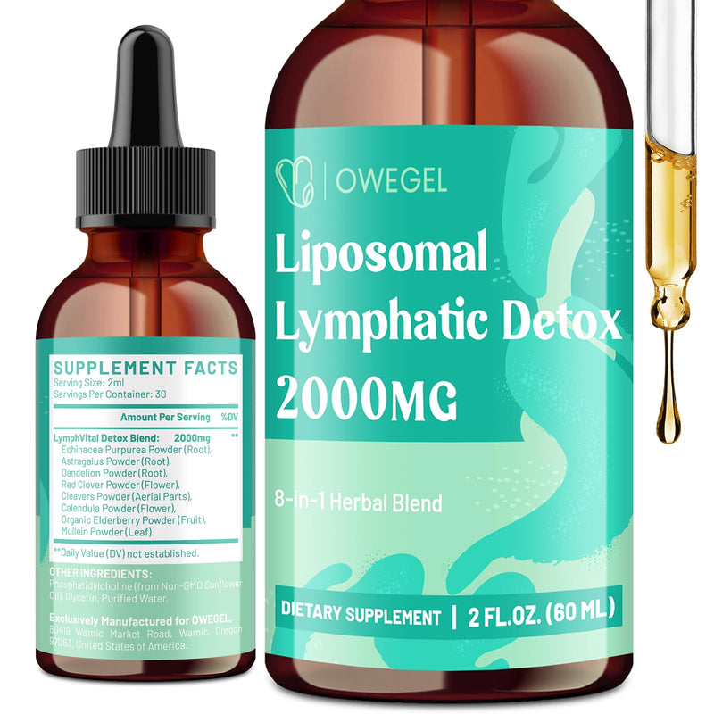 [Australia] - Liposomal Lymphatic Drainage Drops 2000mg ‚Äì Immune & Lymph System Support ‚Äì Lymphatic Detox and Cleanse with Echinacea, Red Clover, Dandelion & Cleavers ‚Äì Sugar-Free, Alcohol-Free ‚Äì 2 FL OZ 2 Fl Oz (Pack of 1) 