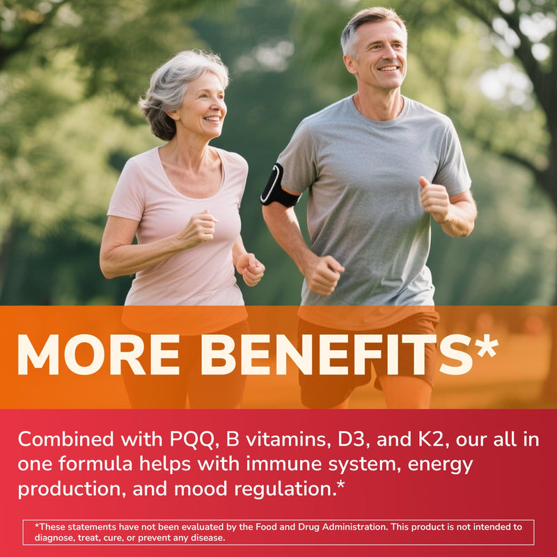 Vitalibre CoQ10 200mg, Ubiquinone with PQQ, Folate, Niacin, K2, D3, Black Pepper, High Absorption, Powerful Antioxidant, Energy Booster, Immune & Bone Support, 120 Softgels, 4 Month Supply