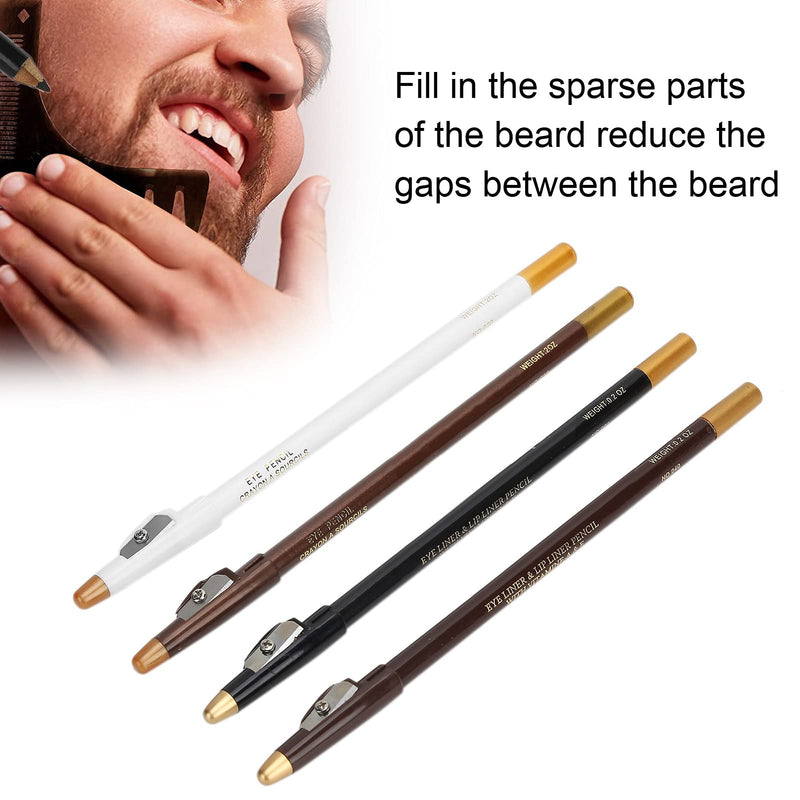 [Australia] - 4pcs Barber Pencil, Beard Filler Brush, Hairline Barber Pencil Hairdressing Pen with Sharpener Hairline Beard Pen Hair Beard Shape Accessories Fill the sparse part of the beard 