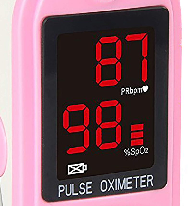 [Australia] - Concord Basics Fingertip Pulse Oximeter - Blood Oxygen Saturation Monitor with Carrying Case, Batteries, Silicone Cover & Lanyard - Easy to Use, Accurate SpO2 & Pulse Measurement (Pink) 