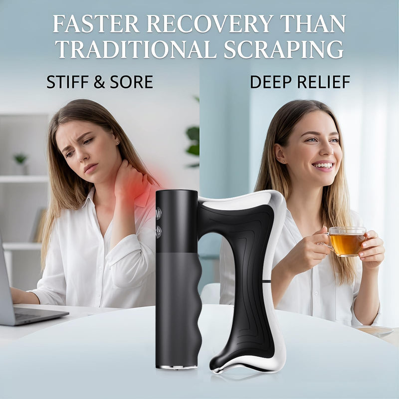Heated Muscle Scraper Tool, Electric Fascia Massager with Vibration & Heat, Multifunctional Body Gua Sha Tool for Deep Muscle Soothing & Full Body Relaxation