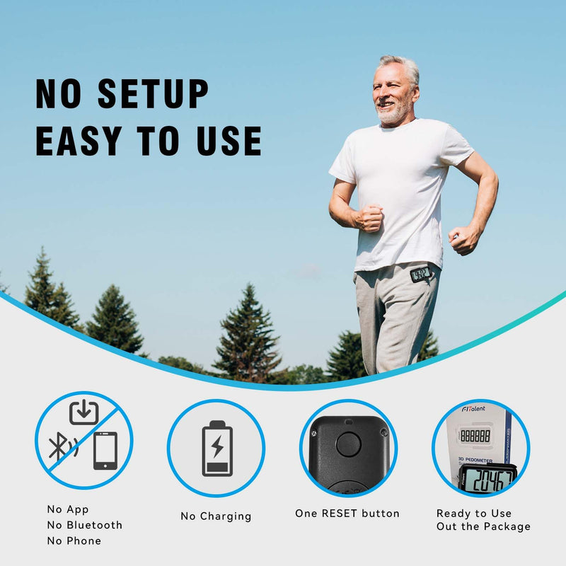 [Australia] - Pedometer for Walking, Super Portable Accurately Pedometer for Kids Women Seniors, 3D Step Counter for Walking, Digital Step Tracker with Clip Lanyard Black 