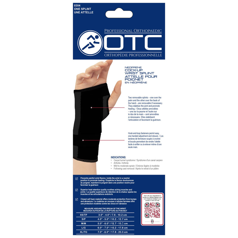 [Australia] - OTC Wrist Splint, Cock-up Style, Neoprene, Black, X-Large (Right Hand) 