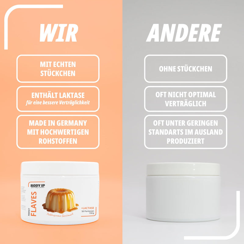 [Australia] - BODY IP Perfect Flaves flavor powder low in sugar and calories | Pudding | Flavor powder for low-fat quark and much more. with lactase & delicious pieces | Intense taste & sweetness | 150g 