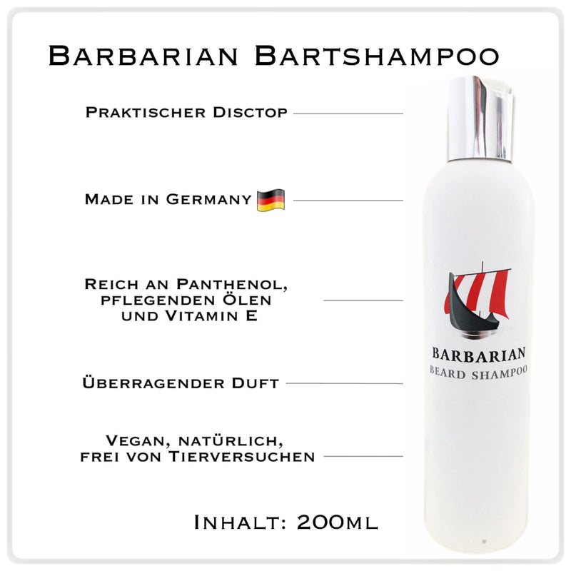 [Australia] - Mr. Burton's Barbarian Beard Care Set - 3 pieces - including beard oil + beard balm + beard care shampoo 