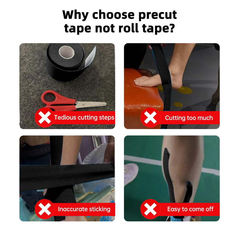 [Australia] - IEADEN Precut Kinesiology Tape for Knees, 10 Pcs - Knee Support & Stability, Knee Pain Relief Athletic Tape - Waterproof & Elastic, Breathable Hypoallergenic Latex-Free Tape, Black 
