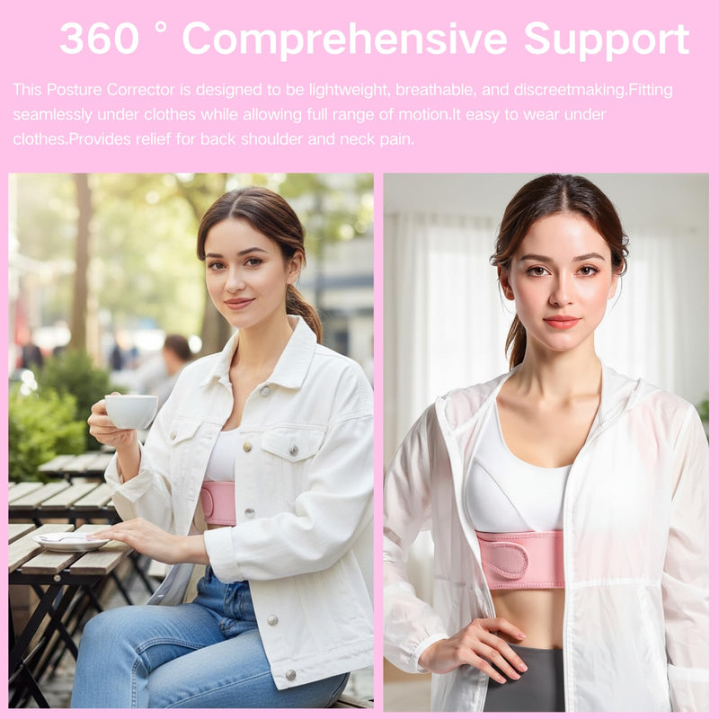 [Australia] - Back Posture Corrector for Women - Adjustable Lightweight Back Brace Posture Corrector Bras for Neck Shoulder Upper Back - Invisilite Hunchback Slouching Under Clothes (Medium) Medium Pink 