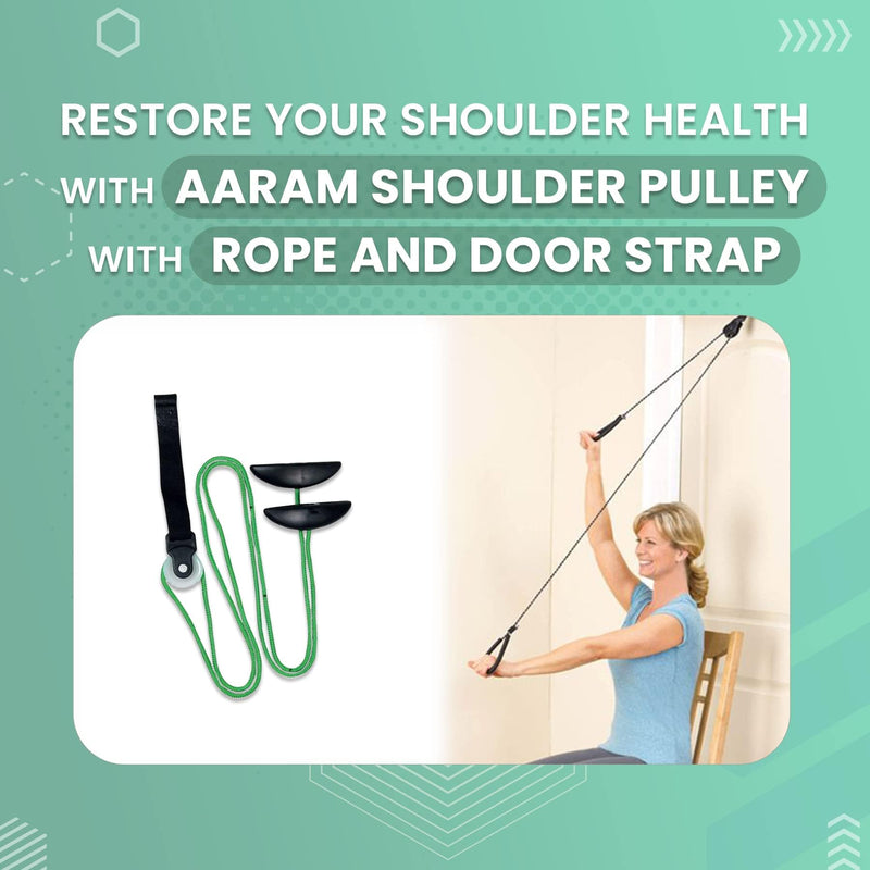 [Australia] - Pulley with Rope and Door Strap, Easy to Use Exercise Equipment for Frozen Shoulder and Hand/Arm Exercise Material Nylon Plastic Colour Green and Black, Smooth Action Pulley 