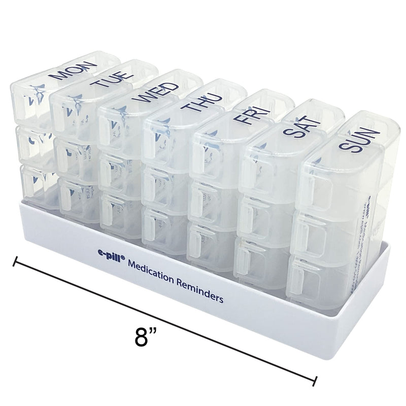 e-Pill 8 Times a Day x 7 Day Large Weekly Pill Organizer, Vitamin, and Medicine Box (Clear) Clear
