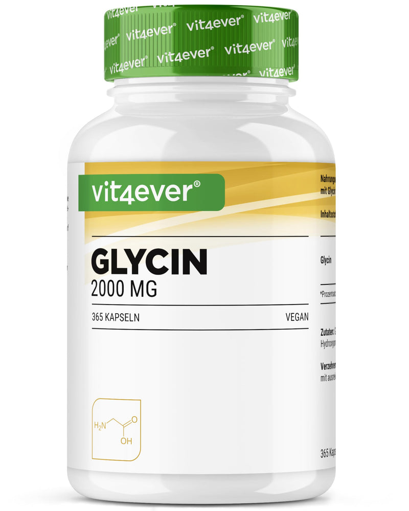 [Australia] - Glycine - 365 capsules - High dose with 2000 mg L-Gylcine per daily serving - Particularly high purity - without additives - Vegan 