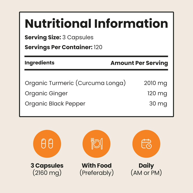 Turmeric and Black Pepper Capsules | 2160mg Dose | 365 Tablets | 4 Month Supply | 3 A Day | Herbal Supplements | High Strength Curcumin | VitaBright Organic Tumeric Supplement