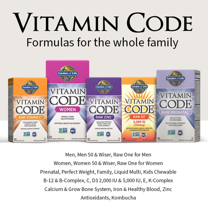 Garden of Life Multivitamin for Women, Men,Kids Age 6 & up, Vitamin Code Family Multi,120 Vegetarian Capsules, Whole Food Vitamins, Food Blend & Probiotics, Gluten Free Dietary Supplements (Pack of 2) 120 Count (Pack of 2)