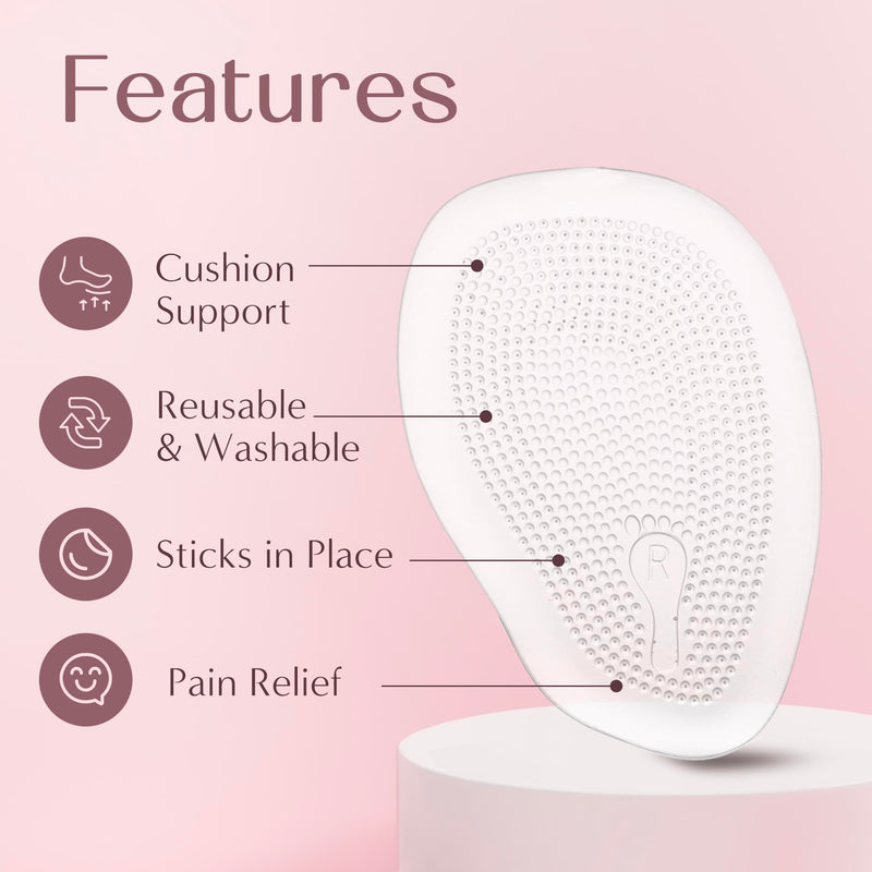 [Australia] - Metatarsal Foot Pads for Women (4 Pads) Cushioned High Heel Inserts for Ball of Foot Pain Relief (Clear) Clear 4 