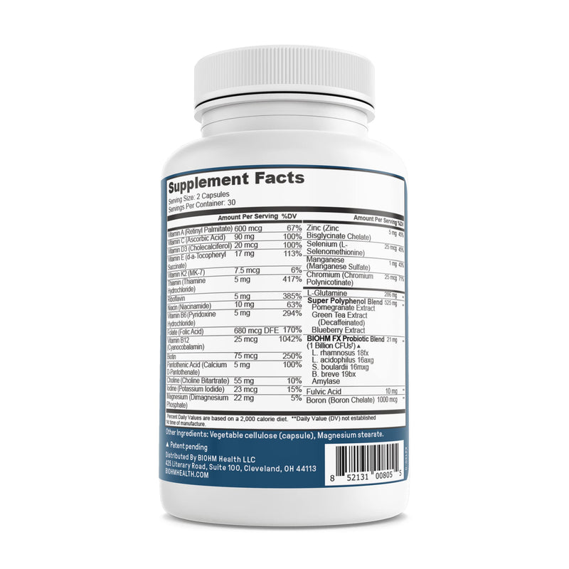 [Australia] - BIOHM Microbiome Multi + Probiotics - 21 Vitamins & Minerals, Green Tea, Glutamine, Antioxidants- 60ct/30 servings for Men and Women - Non-GMO, Gluten Free, Vegetarian 
