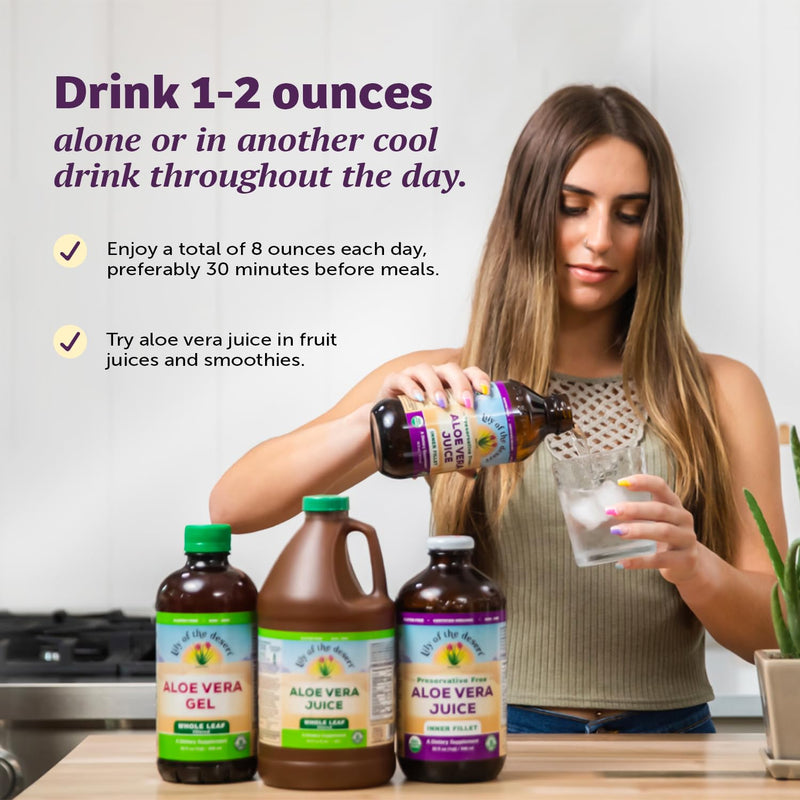 [Australia] - Lily of The Desert Aloe Vera Gel - Inner Fillet Filtered Aloe Vera Drink, Thicker Consistency,Digestive Enzymes for Gut Health, Stomach Relief, Wellness Glowing Skin 16 Fl Oz Gelly Sachet Included. 