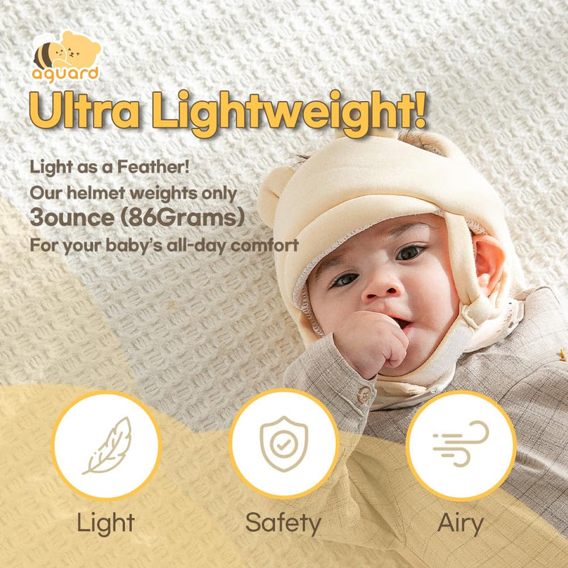 [Australia] - Baby Head Protector- Baby Helmet Cotton, Adjustable & Ultra-Lightweight Head Protector for Crawling & Walking Infants, Toddlers Bear(renewal) 