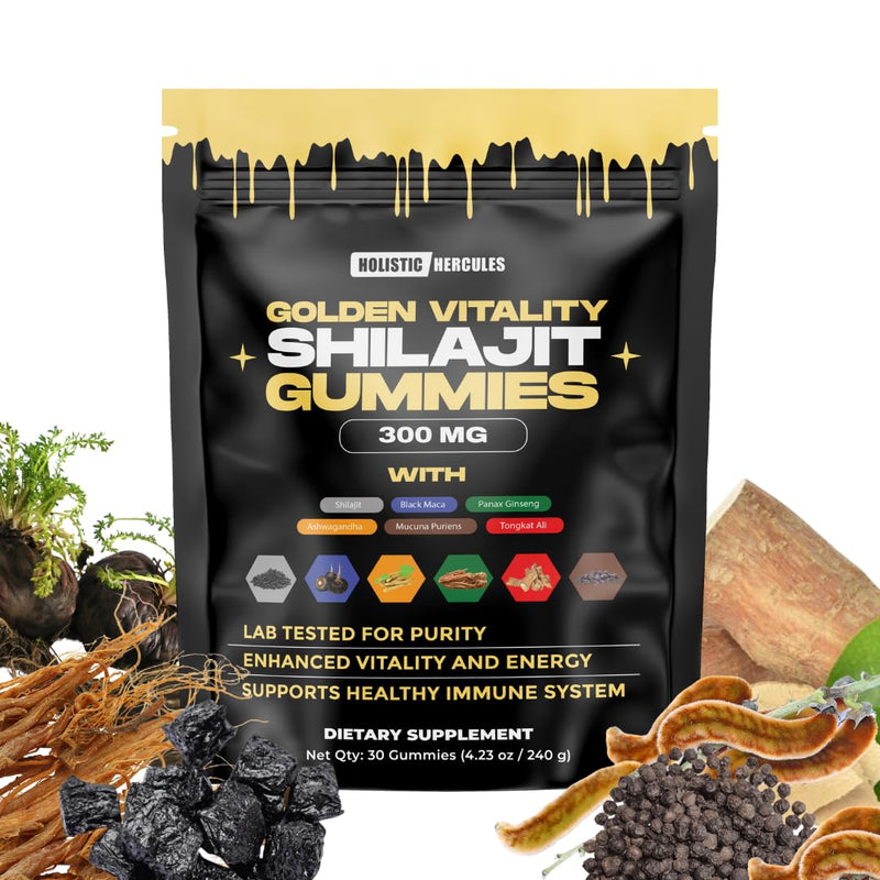 [Australia] - Himalayan Gold Shilajit Gummies with Ashwagandha Black Maca Tongkat Ali Panax Ginseng Mucuna | 100% Natural Organic | Vegan Non-GMO Sugar-Free (30) 30 