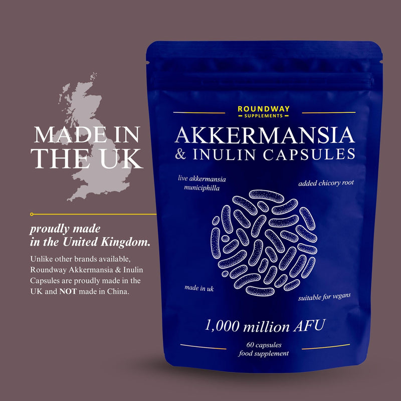 Akkermansia Muciniphila Supplement with Chicory Root Inulin | Probiotics for Gut Health | Delayed Release | High Strength 1,000 Million AFU | Postbiotics & Colon Cleanse Support | 60 Capsules