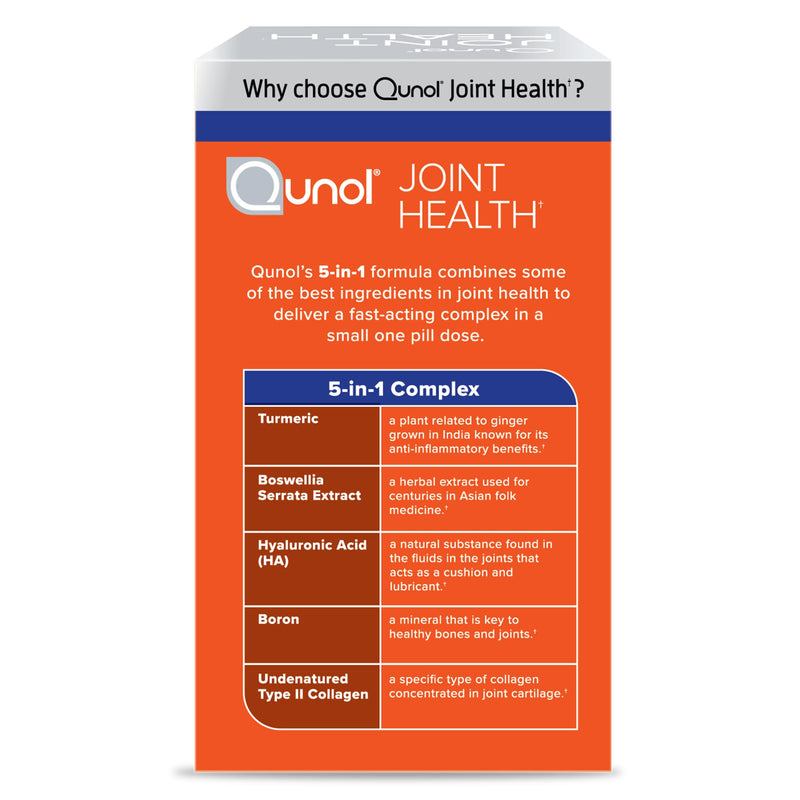 [Australia] - Qunol 5-in-1 Joint Support Supplement, Fast Acting, One Pill Dose, Support Healthy Inflammation Response & Discomfort Caused by Overuse of Joints, Alternative to Glucosamine Chondroitin MSM, 45 Count 