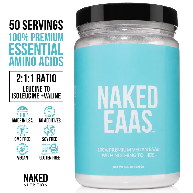 [Australia] - NAKED nutrition Eaas Amino Acids Powder - 50 Servings - Vegan Unflavored Essential Amino Acids 500 Grams - Instantized All Natural Eaa Powder Supplement 