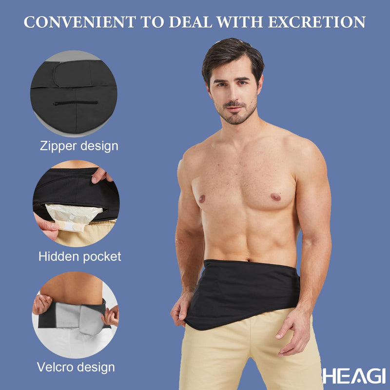 [Australia] - Ostomy Belt, Stealth Belt for Ostomy Bag, Adjustable Ostomy Support Belt, Black Ostomy Belts for Men & Woman, Inner Pocket to Hold Ostomy Pouch for Sport & Swimming, Size S (27"-31") S (27"-31") 