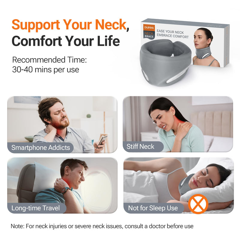 [Australia] - Ergonomic Neck Brace for Neck Pain and Support, Throat-Friendly V-Shaped Cervical Collar with Dual Memory Foam for Cervical Spine Pressure Relief and Vertebrae Stability, Non-Washable (14.0" - 16.5") 