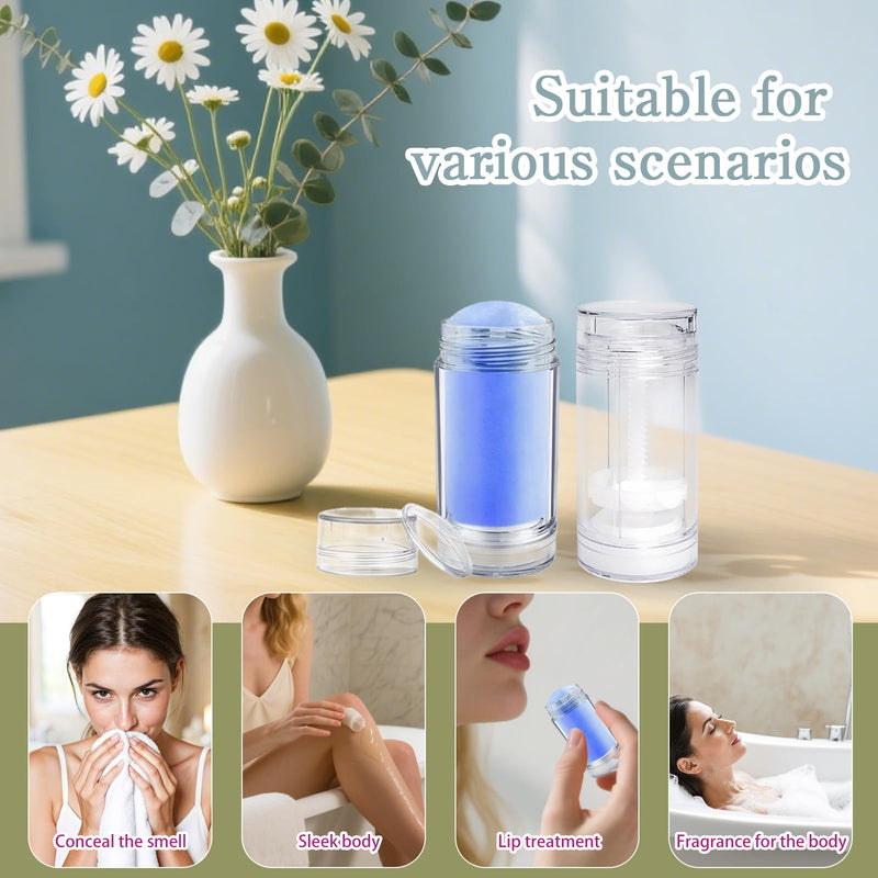 60 Pcs 30 ml Empty Deodorant Containers with labels Clear Plastic Twistup Filling Stick Refillable Bottles Round Bottomfill Balm Tubes Cylinder for Homemade DIY Lip Balm